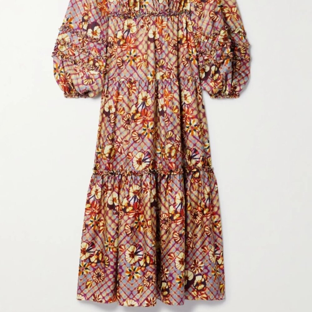 NWOT ULLA JOHNSON Anastasia Silk Twill Midi Gown Dress in Pansy XS $950 - Picture 12 of 16